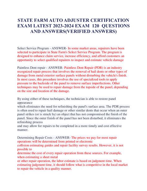 State Farm Fire Independent Policy Exam. . State farm adjuster certification exam